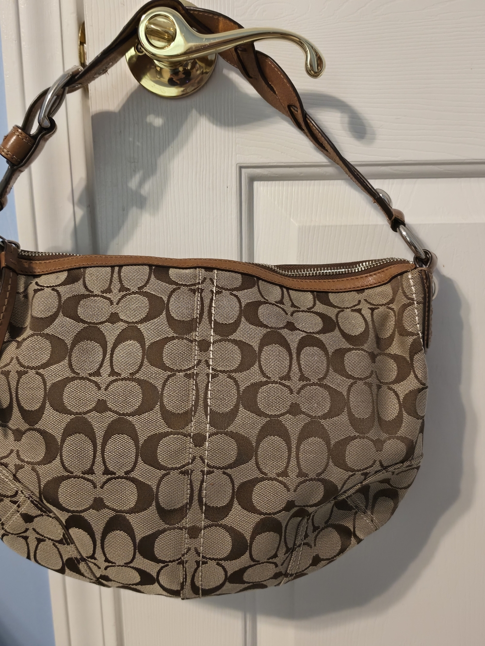 Coach Brown Signature Canvas Hobo Bag - Picture 2 of 6